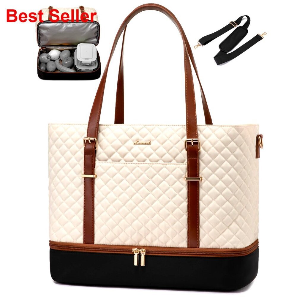 15.6 Inch Laptop Tote with Insulated Lunch Compartment, Stanley Cup Holder